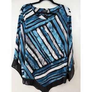 Alfani Turquoise Printed Kimono Sleeve Blouse Size XL